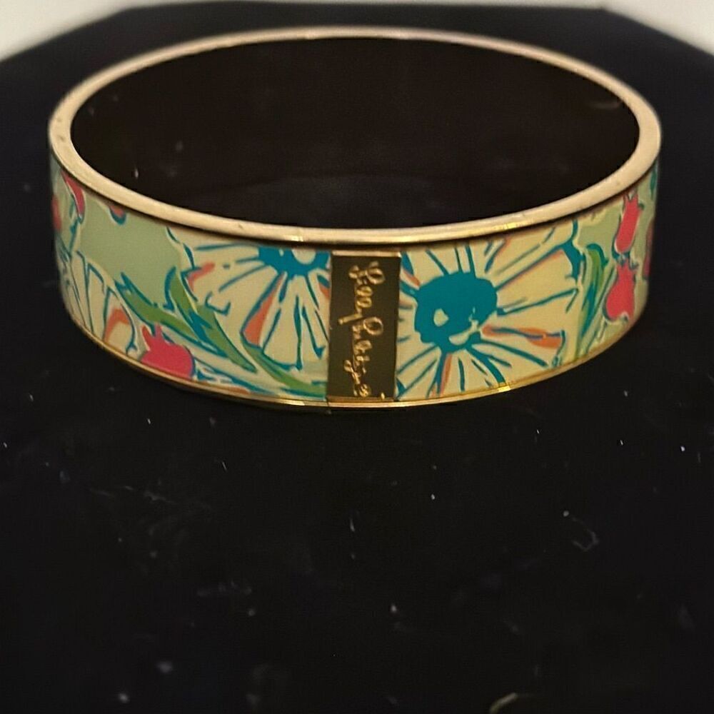 Lilly Pulitzer Enamel Floral Bangle Bracelet Multicolor Stackable -EUC